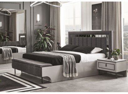 Schlafzimmer Set Modern Bett und 2x Nachttische Luxus Komplette Sets 3tlg