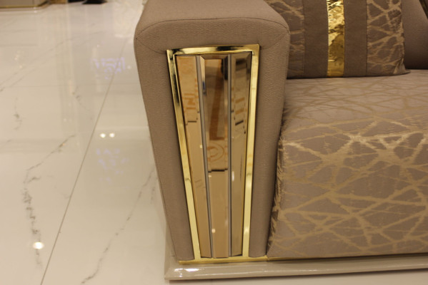 Sofagarnitur Set Komplett Modern 3+3+1+1 Sitzer + Couchtisch Textil Couch Holz