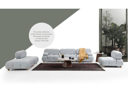 Komplette Couchgarnitur Sofagarnitur 321 Sitzer Modern Stoff Grau Set