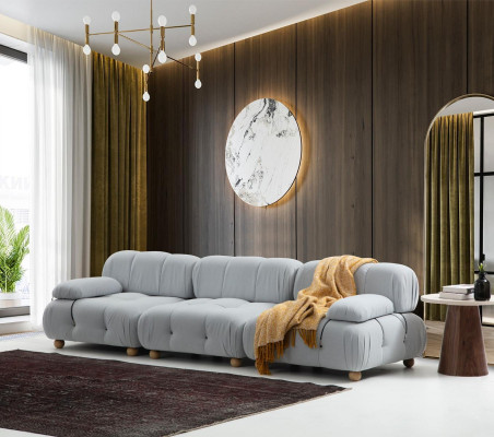 Komplette Couchgarnitur Sofagarnitur 321 Sitzer Modern Stoff Grau Set