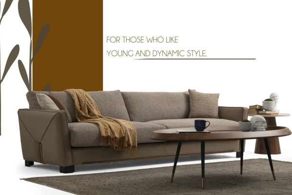 Sofa 3 Sitzer Dreisitzer Modern Stoff Beige Sofas Design Wohnzimmer