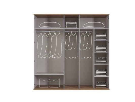 Kleiderschrank Schlafzimmerschrank Schrank Grau Holz Spiegel 5 Türen