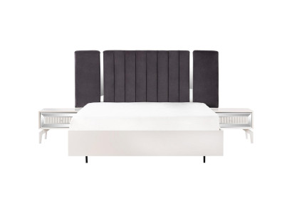 Doppelbett Granitur Schlafzimmer Weiß Bettrahmen Set 3tlg Nachttische
