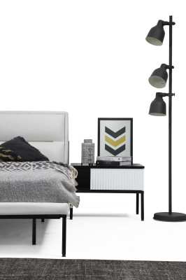 Garnitur Schlafzimmer Doppelbett Bett Nachttische Weiß Set 3tlg Modern