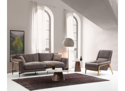 Sofas Sofagarnitur 4 Sitzer Sessel Viersitzer Stoff Wohnzimmer Grau 