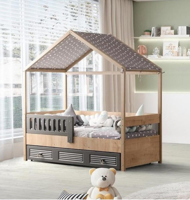 Bettrahmen Kinderbett 200 cm HolzBett Kinderzimmer Bettgestelle Grau