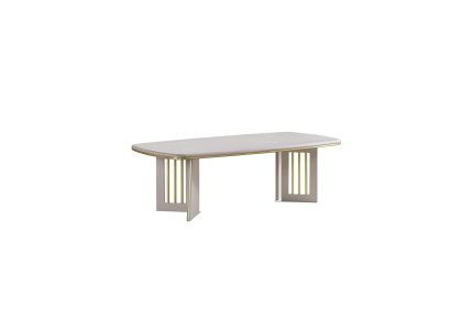 Weißer Halbrunder Edler Couchtisch Designer Holzmöbel Luxus Holztische