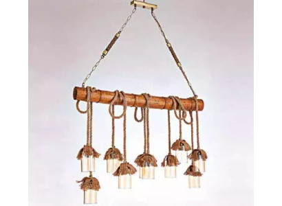 Moderner Holz Deckenleuchter Prunkhängeleuchter Deckenlampe Bambus Leuchter