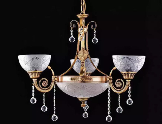 Kronleuchter Lampe Deckenlampe Lüster Deckenleuchter Glas Gold Grau