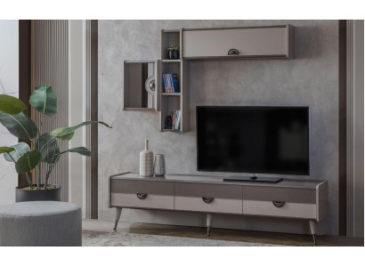 Beiges Wohnzimmer Sideboard Robuster TV-Ständer Lowboard Luxus Regale
