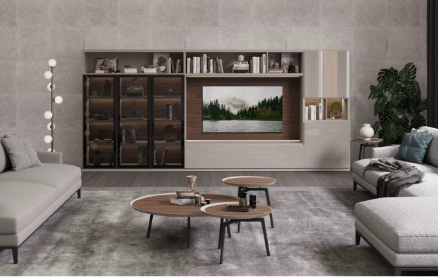 Große Wohnwand Glastüren Wohnzimmermöbel Moderne Wohnwände Möbel Schrank