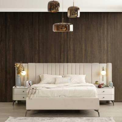 Luxus Schlafzimmer Bett und 2x Nachttische 3tlg. Set Design Einrichtung