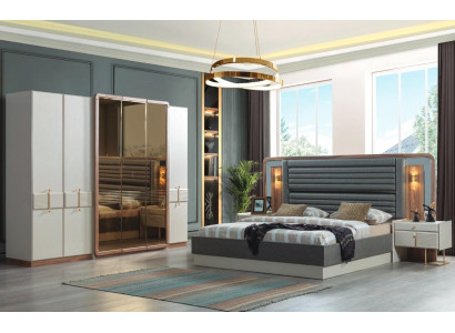 Komplett Schlafzimmer Luxus Set Bett 2x Nachttische Modern Möbel 4tlg
