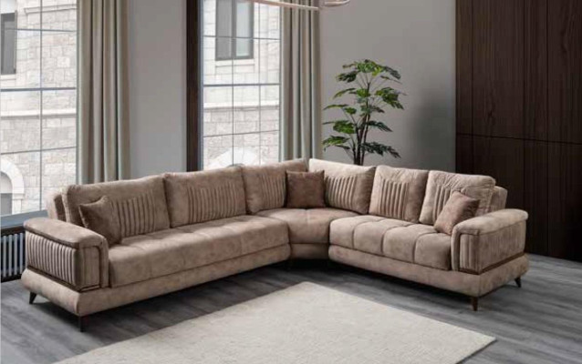 Modernes Sofa Ecksofa Textilmöbel Bequemes Sofa L-Form Beige Farbe neu