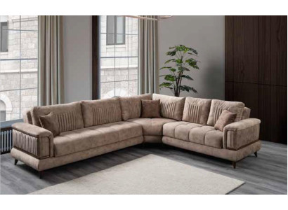 Modernes Sofa Ecksofa Textilmöbel Bequemes Sofa L-Form Beige Farbe neu