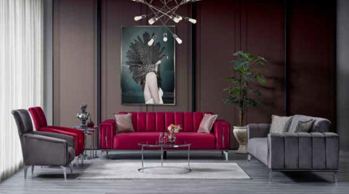 Luxus-Sofa gepolstert 3-Sitzer moderner Stil für Wohnzimmer Schwarze Farbe neu