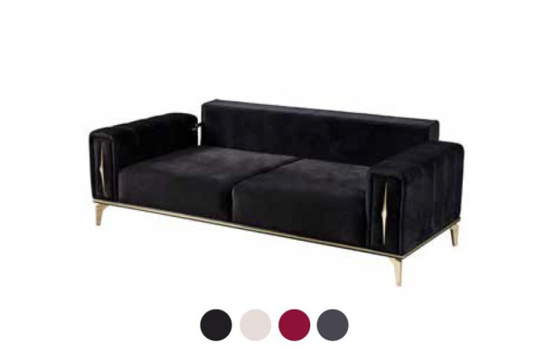 Luxus-Sofa gepolstert 3-Sitzer moderner Stil für Wohnzimmer Schwarze Farbe neu