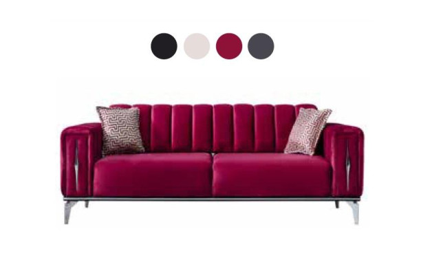Luxus-Sofa gepolstert 3-Sitzer moderner Stil für Wohnzimmer schwarze Farbe neu