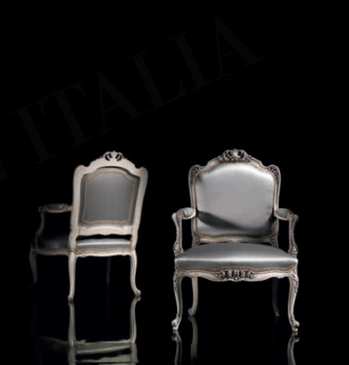 Klassischer Sessel Barock Rokoko Lehnstuhl Italienische Möbel Holz Einsitzer Neu