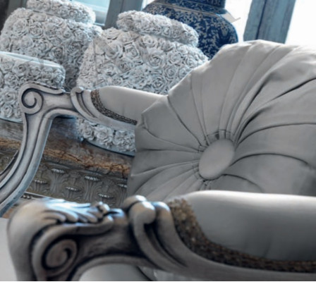 Klassischer Sessel Barock Rokoko Lehnstuhl Italienische Möbel Holz Einsitzer Neu