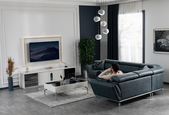 Wohnzimmer Set Sofagarnitur 31 Sitz TV-Ständer Fernsehwand Luxus 4tlg