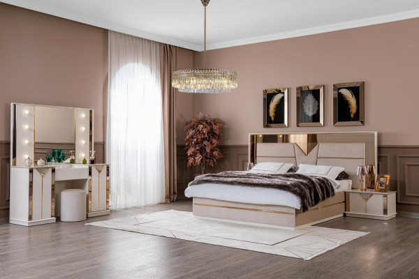 Nachttisch Schlafzimmer Luxus Möbel Holz Beige Stil Modern Nachttische