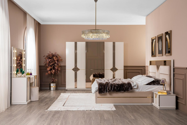 Schlafzimmer Set Bett 2x Nachttische Holz Luxus Set 3tlg Bett Modern