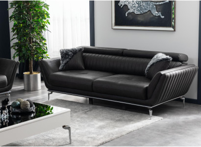 Dreisitzer Couch Schwarze Sofa Couchen Möbel Polster Möbel Dreisitzer