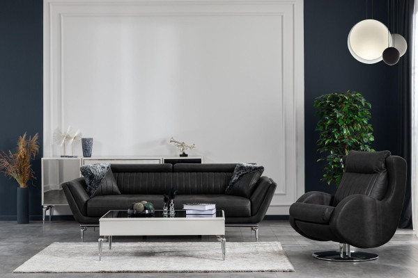 Dreisitzer Couch Schwarze Sofa Couchen Möbel Polster Möbel Dreisitzer