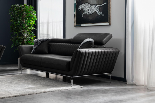 Dreisitzer Couch Schwarze Sofa Couchen Möbel Polster Möbel Dreisitzer