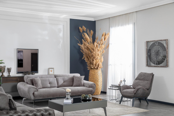 Wohnzimmer Sessel Design Couch Luxus Lounge Polster Neu modern grau