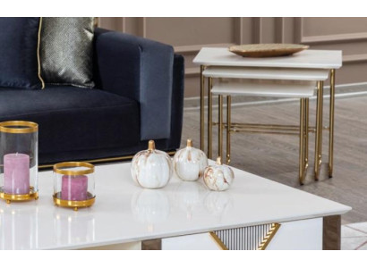 Beistelltisches Wohnzimmer Luxus Design neu Modernes weißes Material Holz