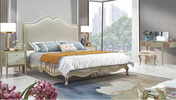 Bettrahmen Doppel Bettgestell Luxus Bett Holz Betten Beige Doppelbetten Hotel