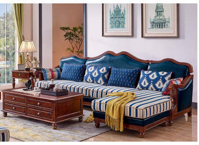 Blaue Ledercouch Ecksofa Polster Möbel Klassische Chesterfield Möbel