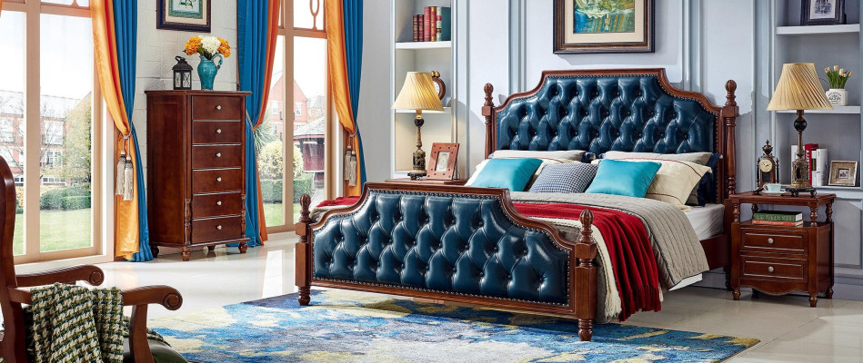 Schlafzimmer Set Design Bett 2x Nachttische klassisch Luxus 3 tlg.