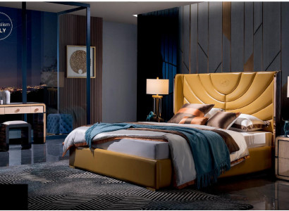 Bett + 2x Nachttische 3tlg. Schlafzimmer Set Italienische Möbel Stil Modern