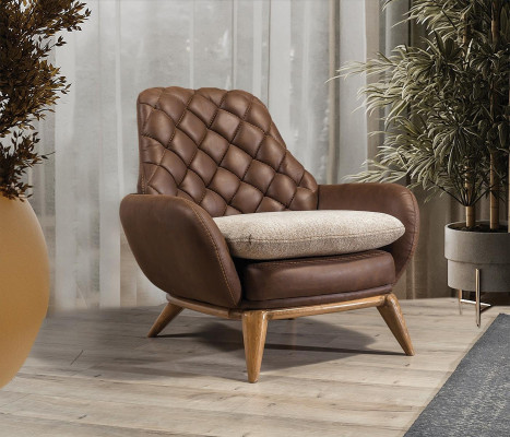 Designer Brauner Sessel Wohnzimmer Loungesessel Luxuriöser Einsitzer