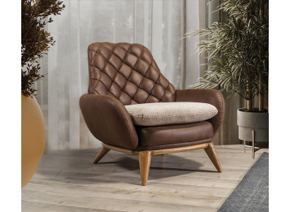 Designer Brauner Sessel Wohnzimmer Loungesessel Luxuriöser Einsitzer