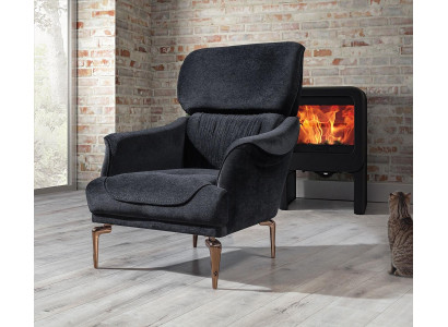 Exklusiver Loungesessel Polster Einsitzer Wohnzimmer Sessel Holzgestell