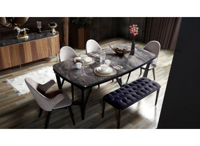 Stilvoll Esszimmer Set Besteht aus Esstisch 4x Stühle und Bank 6tlg.