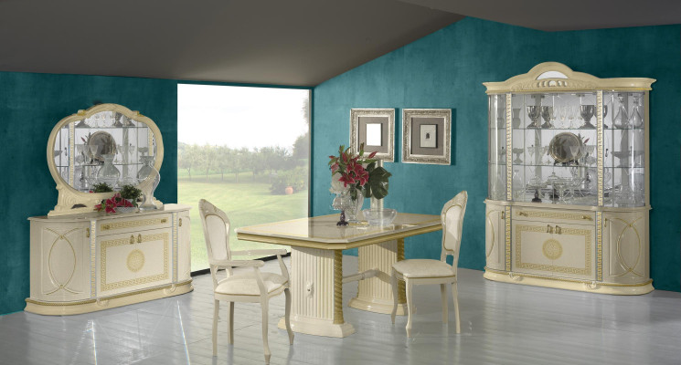 Wohnzimmer Set Garnitur 4tlg. Gruppe Kommode Vitrine 2x Couchtisch Barock Rokoko