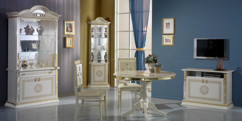 Wohnzimmer Set Garnitur 4tlg. Gruppe Kommode Vitrine 2x Couchtisch Barock Rokoko