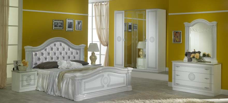 Klasse Schlafzimmer Set 3tlg Bett Doppelbett Betten 2x Nachttisch Chesterfield