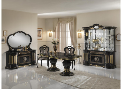 Klassischer Design Esstisch Tisch Italienische Stil Möbel Tische Schwarz Gold