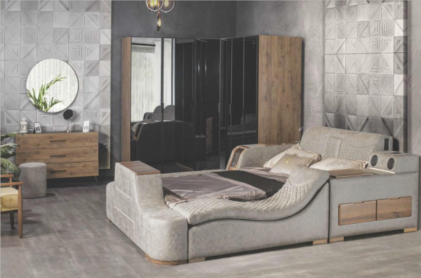 Multifunktions Bett Regal Schrank USB Ladestation Lift TV 180x200