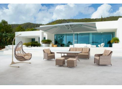 Moderne Gartenmöbel Tisch Sessel Hocker Veranda Sofa Garnitur 6tlg. Neu