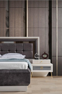 Schlafzimmer Modern Holz Textil Betten Bett Polsterbett Luxus Doppel 