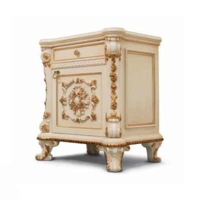 Garnitur Schlafzimmer Bett Nachttisch Hocker Luxus Doppelbett Beige