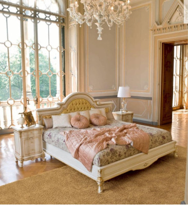 Bett Doppelbett Chesterfield Luxus Stoff Schlafzimmer Beige Betten 