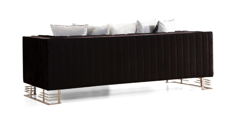 Schwarzer Designer Dreisitzer Wohnzimmer 3-Sitzer Metallrahmen Couch 